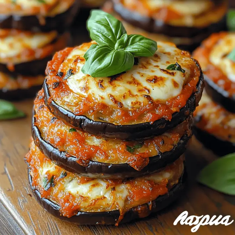 If you’re on the hunt for a delightful and satisfying vegetarian dish that can impress at both casual dinners and special occasions, look no further than Mini Eggplant Parmesan Stacks. This recipe showcases the rich flavors of tender eggplant, complemented by layers of gooey mozzarella and sharp Parmesan cheese, all nestled between crisp, golden breadcrumbs. Topped with a luscious marinara sauce, these stacks are not only visually appealing but also provide a delectable balance of textures and tastes that will have everyone asking for seconds.