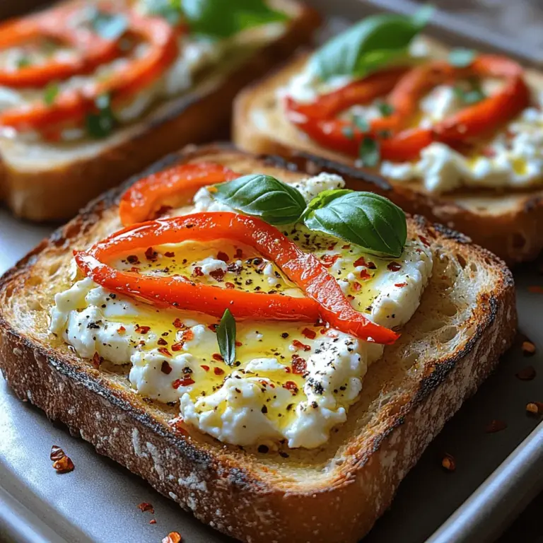 Red bell peppers are a key component of this delightful dish, known for their sweetness and vibrant color. When roasted, these peppers undergo a transformation that enhances their natural flavor profile. The roasting process caramelizes the sugars within the peppers, giving them a smoky and slightly charred taste that pairs wonderfully with the creamy feta cheese.