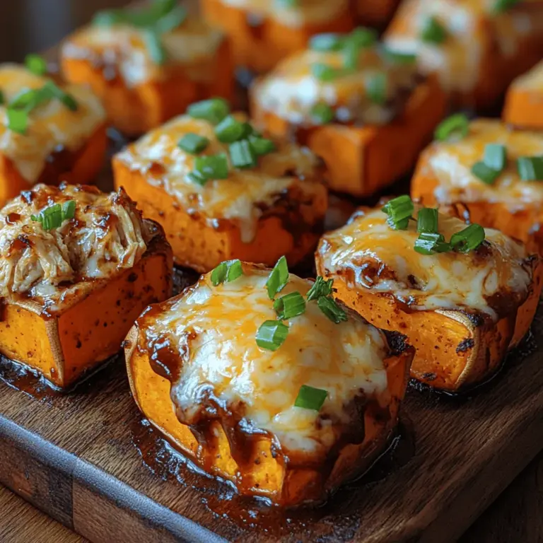 BBQ Chicken Sweet Potato Bites are a delightful fusion of flavors and textures, making them an irresistible choice for any gathering. These bite-sized morsels combine the natural sweetness of roasted sweet potatoes with savory BBQ chicken, topped off with melted cheese that adds richness and creaminess. Whether you're throwing a party, hosting a game day, or simply enjoying a cozy night in, these sweet potato bites serve as the perfect appetizer or snack.