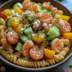 The Sun-Kissed Shrimp Pasta Salad originates from the Mediterranean, a region known for its emphasis on fresh ingredients and vibrant flavors. Its popularity has surged in recent years, particularly among those looking for light yet satisfying meals during the hot summer months. This dish embodies the spirit of summer dining, making it a staple at barbecues, picnics, and beach outings.