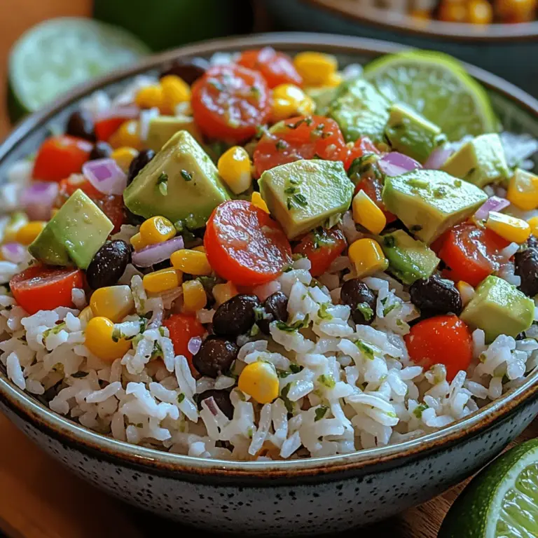If you're looking for a vibrant, flavorful dish that’s as nutritious as it is delicious, then you’ll love Cilantro Lime Rice & Colorful Veggie Bowls. This dish is not only a feast for the eyes with its array of colors, but it also offers a harmonious blend of flavors that make it a perfect meal for any time of the day. The bright, zesty notes of lime paired with the fresh, herbaceous taste of cilantro create a refreshing base that complements a variety of vegetables, making each bite a delightful experience.