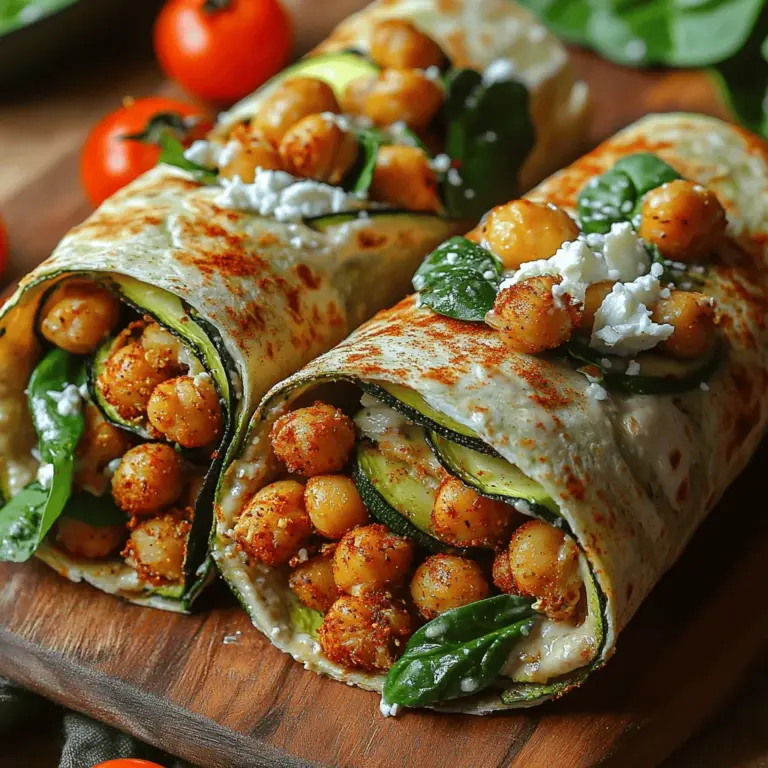 In the world of healthy eating, finding a dish that is both satisfying and nutritious can often feel like a challenge. Enter Savory Roasted Zucchini Chickpea Wraps—a vibrant, flavor-packed meal that combines the earthiness of roasted zucchini and chickpeas with the wholesome goodness of whole wheat tortillas. This recipe is not only easy to prepare but also incredibly versatile, catering to various dietary preferences, including vegetarian and vegan options. With its rich textures and flavors, this dish is sure to please everyone at your table.