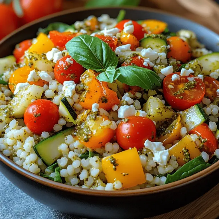 In a world where our schedules are often jam-packed with commitments, finding time to prepare wholesome, nutritious meals can be a challenge. Enter the Pesto Veggie Couscous Bowl, a dish that marries convenience with vibrant flavors and ample nutrition. This recipe is not just a feast for the eyes, with its colorful medley of fresh vegetables and aromatic basil pesto; it’s also a delight for the palate, making it an excellent choice for lunch or dinner any day of the week.