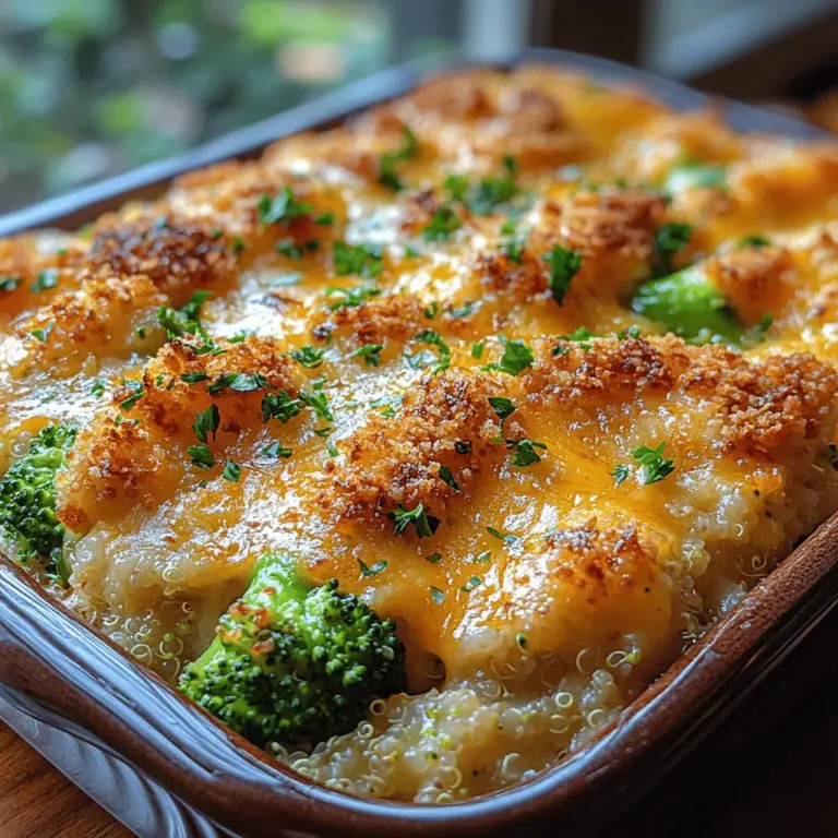 To fully appreciate the Cheesy Broccoli-Rice Quinoa Dream Casserole, it’s essential to explore the key ingredients that contribute to its delightful taste and nutritional profile. Each ingredient plays a significant role, enhancing the dish’s overall quality and ensuring that it remains a healthy choice.