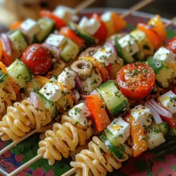 As the warm sun beckons the arrival of summer, it’s the perfect time to explore vibrant and refreshing dishes that not only tantalize the taste buds but also embrace the essence of outdoor gatherings. Chilled Greek Pasta Skewers are just that—a delightful fusion of hearty pasta, crisp vegetables, and tangy Mediterranean flavors, all beautifully arranged on skewers for easy serving. Whether you are hosting a backyard barbecue, preparing for a picnic at the park, or simply seeking a light meal to enjoy on a warm evening, these skewers are a wonderful choice that will impress both family and friends.