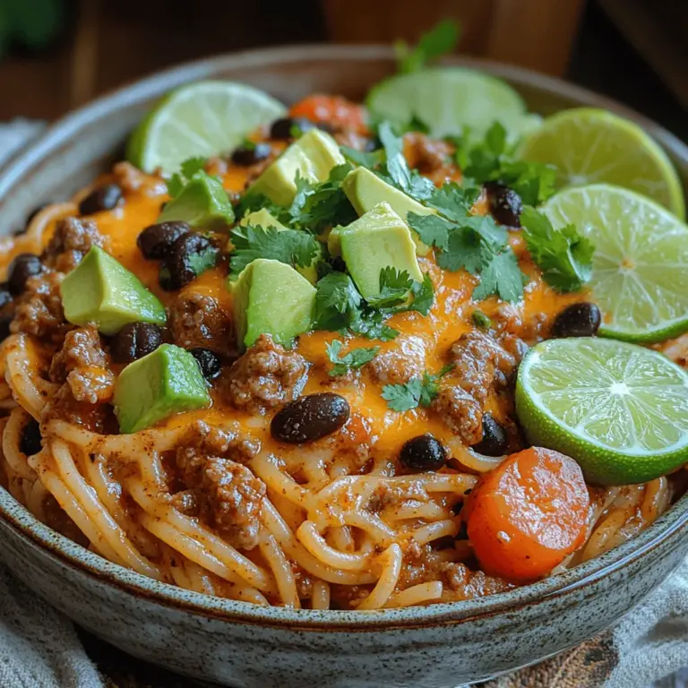 Starting with the foundation of many great recipes, olive oil is a staple in the One-Pot Taco Spaghetti Delight. Not only does it provide a healthy cooking fat, rich in monounsaturated fats and antioxidants, but it also adds depth to the flavor profile of the dish. Olive oil’s smooth texture helps to sauté the aromatics, enhancing their natural flavors while contributing to the overall richness of the meal.