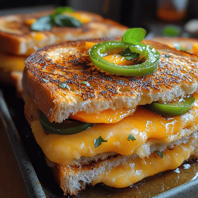 Exploring the world of grilled cheese sandwiches can be an adventure, especially when you incorporate unique flavors like spicy jalapeños and sweet peaches. This Spicy & Sweet Jalapeño Peach Grilled Cheese is not only a delightful twist on a classic comfort food but also a perfect marriage of flavors that will tantalize your taste buds. Imagine biting into a perfectly toasted sandwich, where gooey, melty cheese meets the bright sweetness of ripe peaches and the zesty kick of jalapeños. This recipe elevates the simple grilled cheese into a gourmet experience, making it suitable for lunch, dinner, or even an impressive party appetizer.