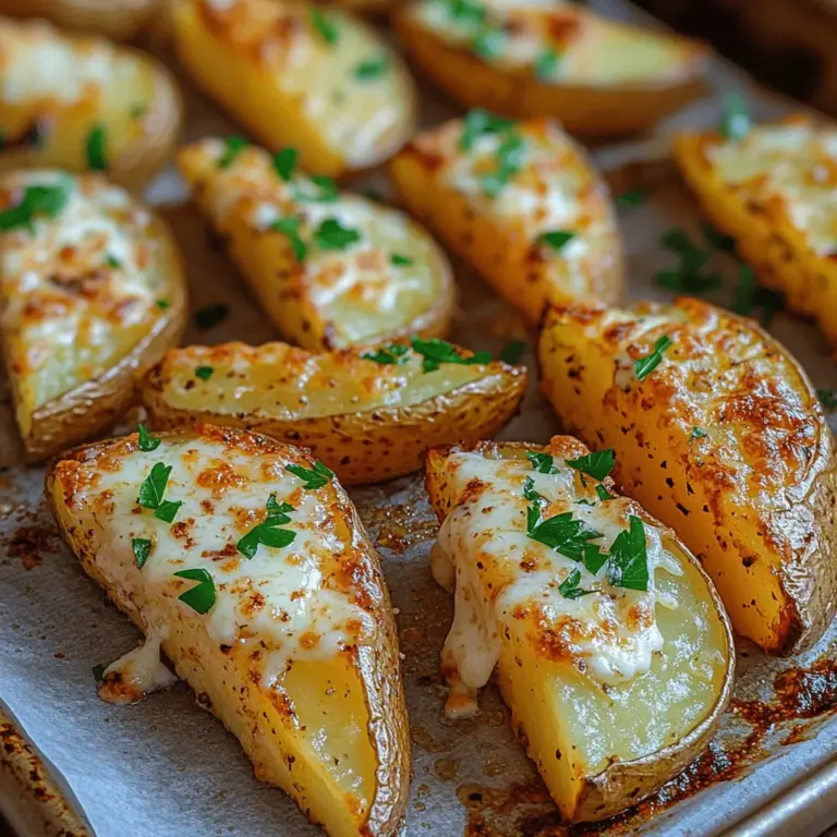 Garlic Parmesan Potato Wedges are a delectable and mouthwatering side dish that elevates any meal with their crispy exterior and tender interior. This dish is a perfect blend of simplicity and flavor, making it a favorite among home cooks and food enthusiasts alike. With the enticing aroma of roasted garlic combined with the rich, nutty flavor of Parmesan cheese, these potato wedges are not just a side; they’re a culinary experience that can transform an ordinary dinner into something extraordinary.