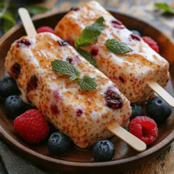 At the heart of our Berry Bliss Greek Yogurt Pops is Greek yogurt, a staple in many kitchens for its versatility and health benefits. Greek yogurt is made by straining regular yogurt to remove excess whey, resulting in a thicker, creamier consistency. This unique texture not only makes it an ideal base for pops but also enhances the overall mouthfeel of the treat.