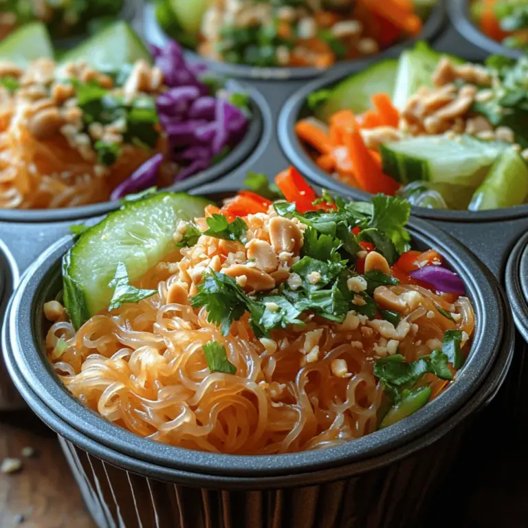 At the heart of our Cold Thai Peanut Noodle Cups is rice vermicelli noodles, which are a staple in Thai cuisine. These thin, delicate noodles are made from rice flour and water, giving them a gluten-free profile that is appealing to many. Their light texture allows them to absorb flavors beautifully, making them an excellent base for our peanut sauce.
