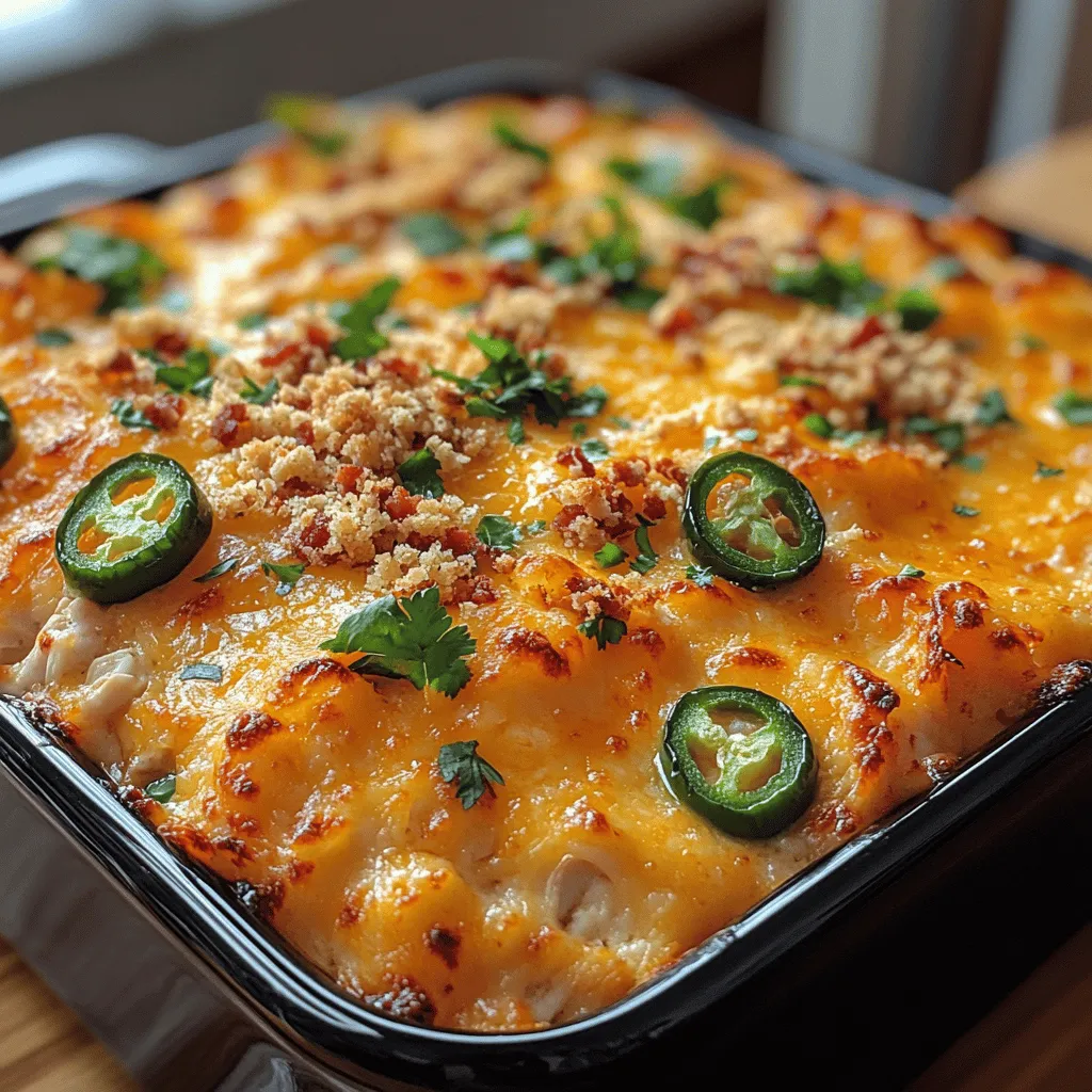 If you're searching for a dish that perfectly marries comfort food with a kick of flavor, look no further than Spicy Jalapeño Popper Chicken Casserole. This mouthwatering casserole is not only simple to prepare but also delivers a fantastic punch of heat and creaminess, making it an ideal choice for family dinners or gatherings with friends. Imagine tender, shredded chicken enveloped in a luscious, spicy sauce, topped with a crunchy layer of tortilla chips and crispy bacon—this dish is sure to impress even the pickiest of eaters.