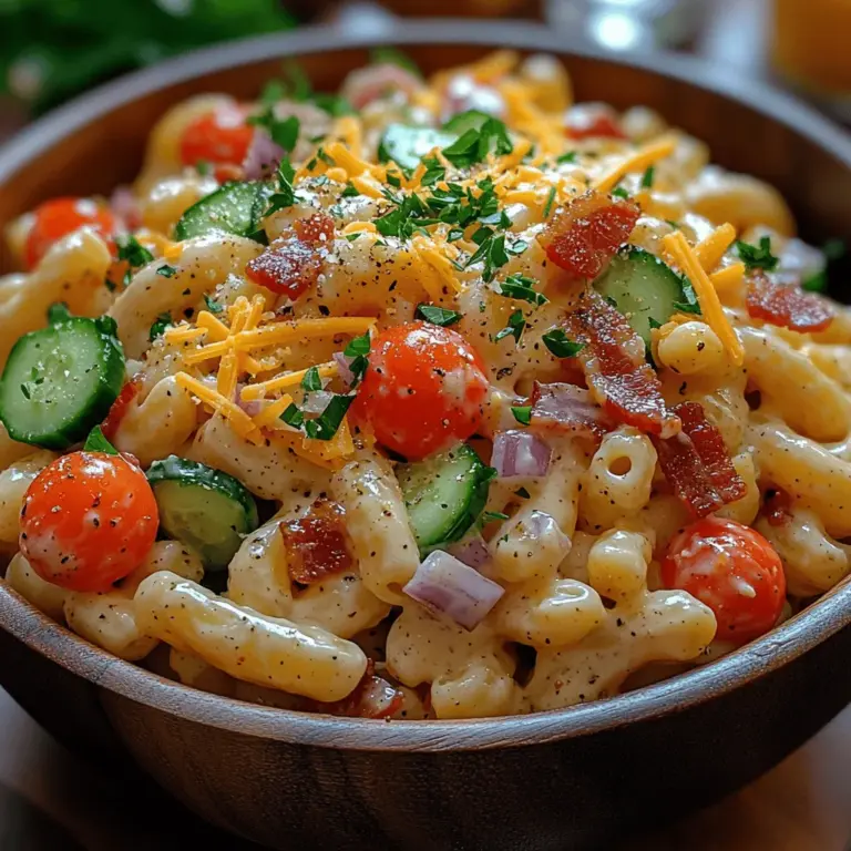 The star of any macaroni salad is undoubtedly the pasta, and for this recipe, elbow macaroni is the ideal choice. Its small, curved shape provides the perfect bite-sized pieces that hold onto the creamy dressing beautifully. This pasta type has a smooth texture that complements the salad, allowing it to soak up the flavors without becoming mushy. Cooking the elbow macaroni al dente ensures that it retains a slight firmness, providing a satisfying chew that enhances the overall enjoyment of the dish.
