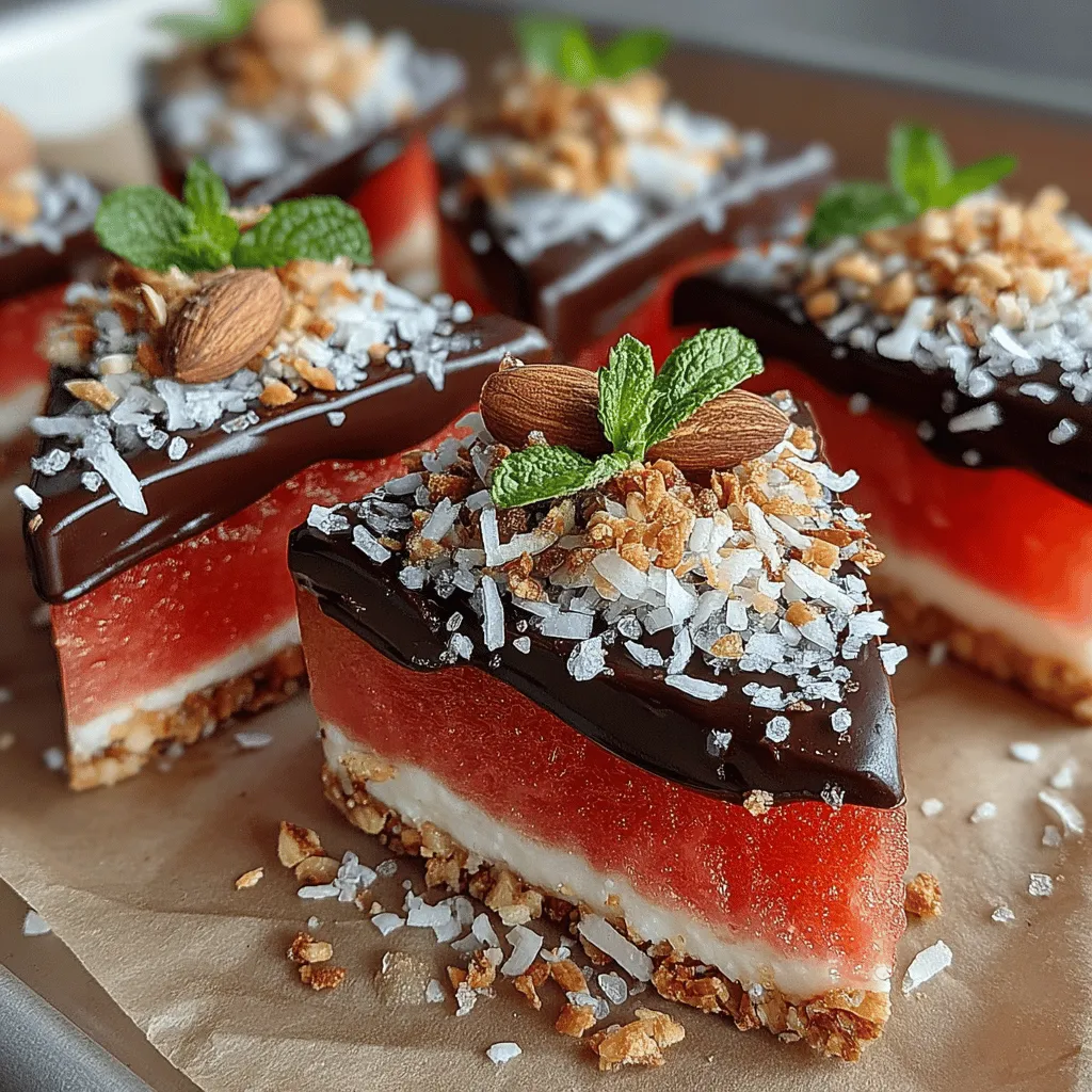Watermelon and chocolate may seem like an unlikely duo, but when combined, they create a harmonious balance of sweetness and richness. The freshness of watermelon cuts through the dense creaminess of chocolate, making each bite a delightful surprise. This recipe elevates a simple fruit into a gourmet dessert, perfect for summer gatherings, barbecues, or as a refreshing snack on a hot day.