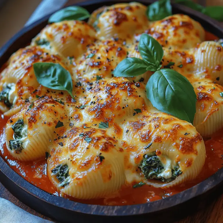 Creamy Dreamy Spinach Cheese Shells are the epitome of comfort food, combining the richness of creamy cheeses with the vibrant freshness of spinach. This dish is a delightful blend of flavors and textures that is sure to satisfy even the pickiest eaters. The large pasta shells serve as the perfect vessel for a luscious filling, making each bite a delightful experience. Whether you're planning a cozy family dinner, hosting a gathering for friends, or simply looking for a make-ahead meal that can be reheated throughout the week, this recipe checks all the boxes.
