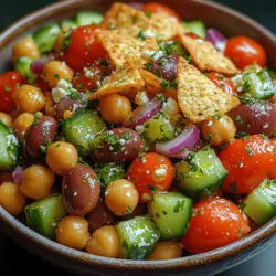 The Crunchy Greek Chickpea Salad is a vibrant medley of fresh ingredients that encapsulates the essence of Mediterranean cuisine. This salad not only tantalizes the taste buds with its bright, bold flavors, but it also embodies a commitment to health and well-being, making it a fantastic choice for those in search of a nutritious yet satisfying meal. As more people gravitate toward lighter, plant-based dishes, this salad stands out as a versatile option, suitable as a refreshing side dish or a fulfilling light main course.