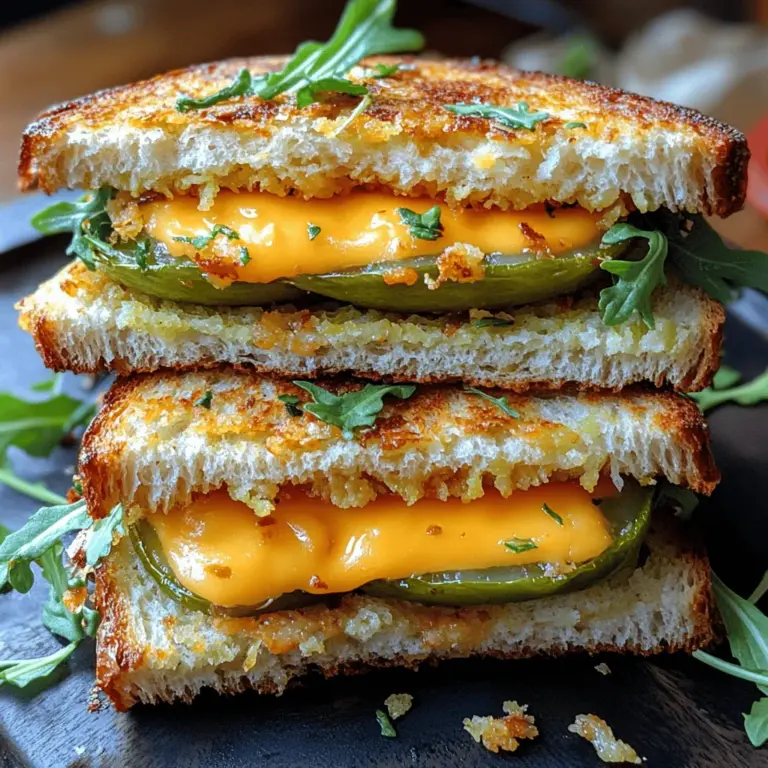 Explore the delightful flavors of the South with our recipe for Crispy Southern Delight: Golden Fried Green Tomato Sandwiches. This classic dish not only tantalizes the taste buds but also embodies the essence of Southern cuisine with its unique combination of textures and flavors. The tangy, slightly tart taste of green tomatoes is perfectly complemented by a crispy outer layer, creamy cheese, and fresh arugula, all nestled between perfectly toasted slices of bread. Whether you're seeking a satisfying lunch option or a unique dinner idea, this recipe will guide you through each step to create a mouthwatering sandwich that captures Southern charm.