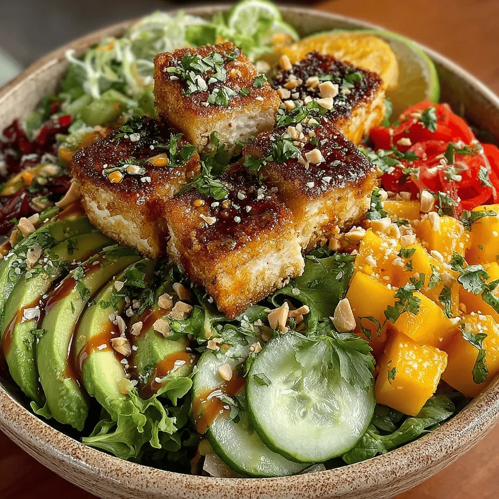 Tropical cuisine is renowned for its ability to elevate dishes through the incorporation of bright, bold flavors. Ingredients like mangoes, coconut, and various citrus fruits not only enhance the visual appeal of meals but also deliver a plethora of health benefits. When paired with protein-rich tofu and nutrient-dense greens, you create a salad bowl that is not only vibrant in appearance but also satisfying and nourishing for your body.
