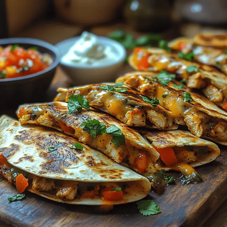 When it comes to the vibrant world of Mexican cuisine, few dishes hold the same appeal and versatility as quesadillas. These delightful creations consist of tortillas filled with a variety of ingredients, then folded and grilled to perfection. Their crispy exterior and warm, gooey interior make them a beloved choice for both casual meals and festive gatherings. Among the myriad of quesadilla variations, the Crunchy Chicken Taco Quesadillas stand out as a crowd favorite. This recipe showcases a tantalizing combination of crispy chicken, savory spices, and melted cheese, all wrapped in a perfectly toasted tortilla.