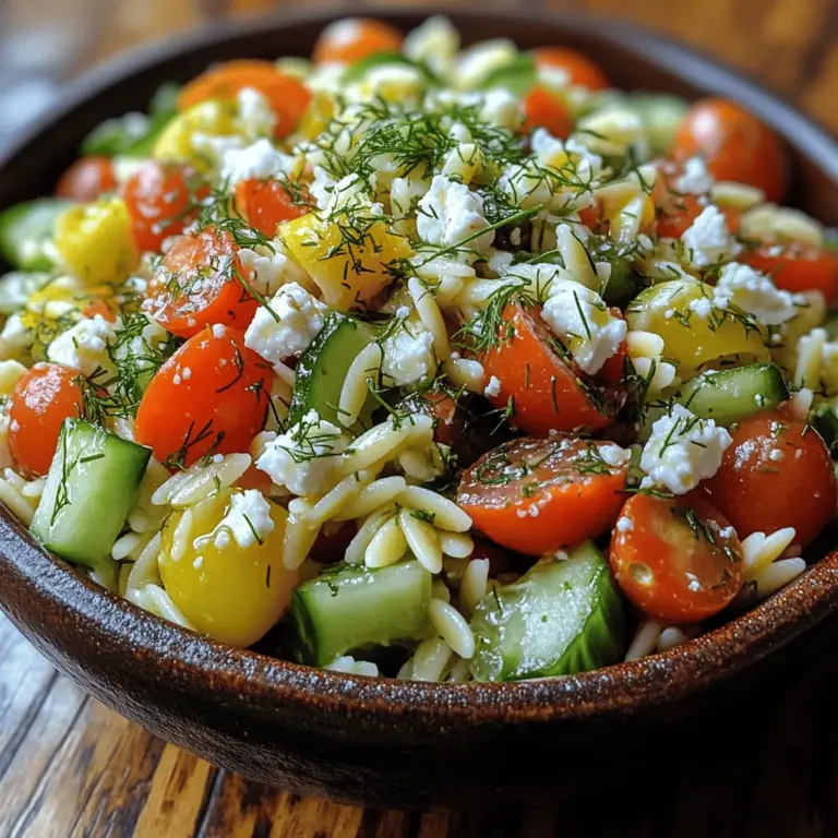 The Zesty Lemon Dill Orzo Salad is more than just a dish; it’s a vibrant celebration of flavors and freshness. This delightful salad has gained popularity for its versatility, making it suitable for a variety of occasions—from summer picnics and backyard barbecues to meal prep for busy weekdays. With its bright, zesty notes and satisfying textures, this orzo salad not only tantalizes your taste buds but also nourishes your body, making it a perfect choice for health-conscious food lovers.