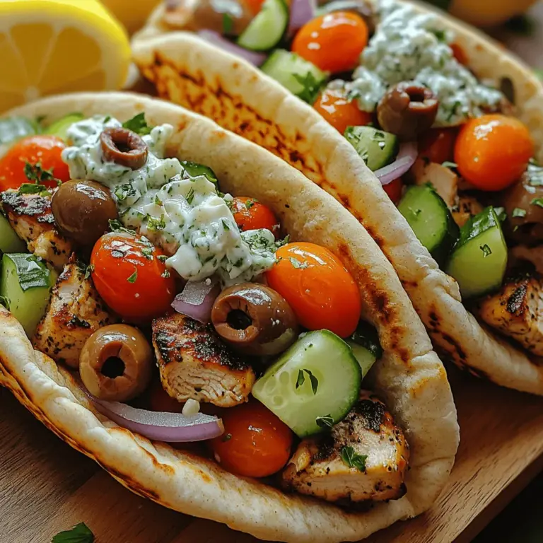 In today’s fast-paced world, finding healthy yet delicious meal options can be a challenge. Enter Zesty Greek Chicken Pita Pockets — a delightful blend of marinated chicken, fresh vegetables, and creamy tzatziki sauce, all nestled in warm whole wheat pita pockets. This recipe is not only packed with flavor but also offers a balanced meal that is perfect for lunch, dinner, or even a quick snack. With minimal prep time and a few simple ingredients, you can whip up a satisfying dish that brings the tastes of Greece straight to your kitchen.