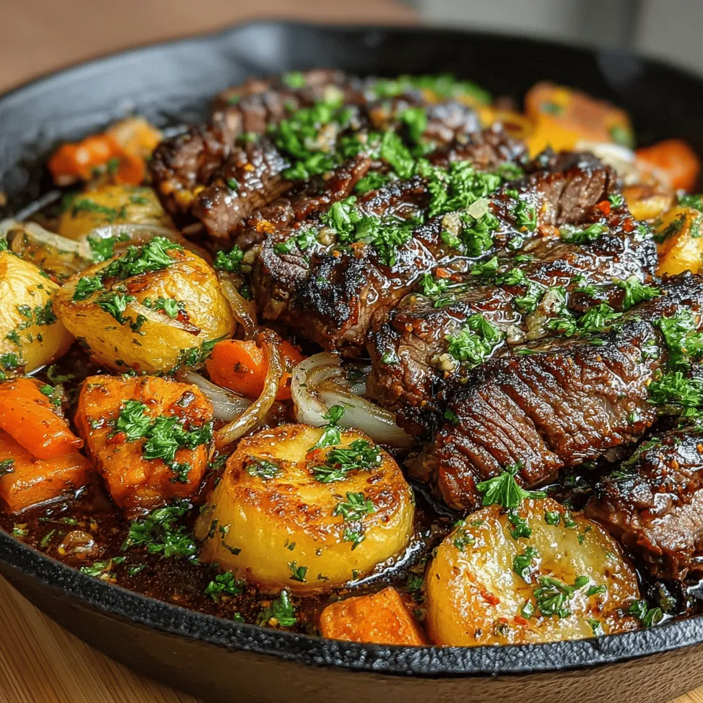 When it comes to crafting a meal that captivates the senses and nourishes the body, few dishes can rival the appeal of Garlic Butter Steak & Sweet Potato Skillet. This recipe beautifully combines succulent flank steak with sweet potatoes, creating a culinary masterpiece that is not only delicious but also packed with essential nutrients. The rich, buttery flavor of garlic complements the savory notes of the steak, while the natural sweetness of the sweet potatoes balances the dish, making it a favorite for many.