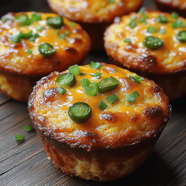 If you're searching for a dish that marries comfort food with a kick of flavor, look no further than cheesy jalapeño cornbread muffins. These delightful treats are a staple in Southern cuisine, known for their moist texture, cheesy goodness, and a spicy punch from the jalapeños. Perfect for pairing with chili, soups, or enjoyed on their own, these muffins not only satisfy the palate but also bring warmth to any gathering. They are a testament to how versatile cornbread can be, evolving from a simple side to a beloved snack or appetizer.