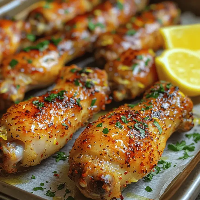 Introducing the Crispy Lemon Garlic Drumsticks, a dish that has quickly become a favorite for families and gatherings alike. This recipe combines vibrant flavors with a satisfying crunch, making it an ideal choice for weeknight dinners as well as special occasions. The drumsticks are marinated in a zesty lemon and garlic blend, resulting in a mouthwatering dish that's sure to impress even the most discerning palates.