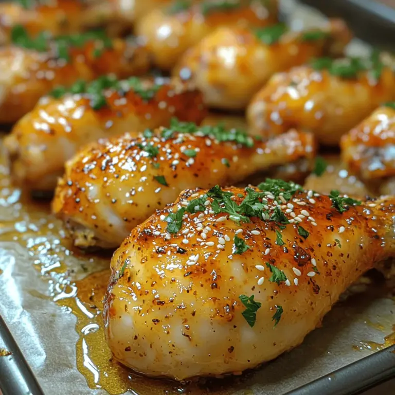 Golden Honey Garlic Drumsticks are more than just a dish; they are a culinary experience that encapsulates the warmth and comfort of home cooking. This recipe combines tender chicken drumsticks with a rich, sweet, and savory glaze that tantalizes the taste buds and leaves a lasting impression. The balance of honey's sweetness and garlic's bold flavor creates a mouthwatering sauce that clings beautifully to each piece of chicken, making it a favorite for family dinners and gatherings alike.