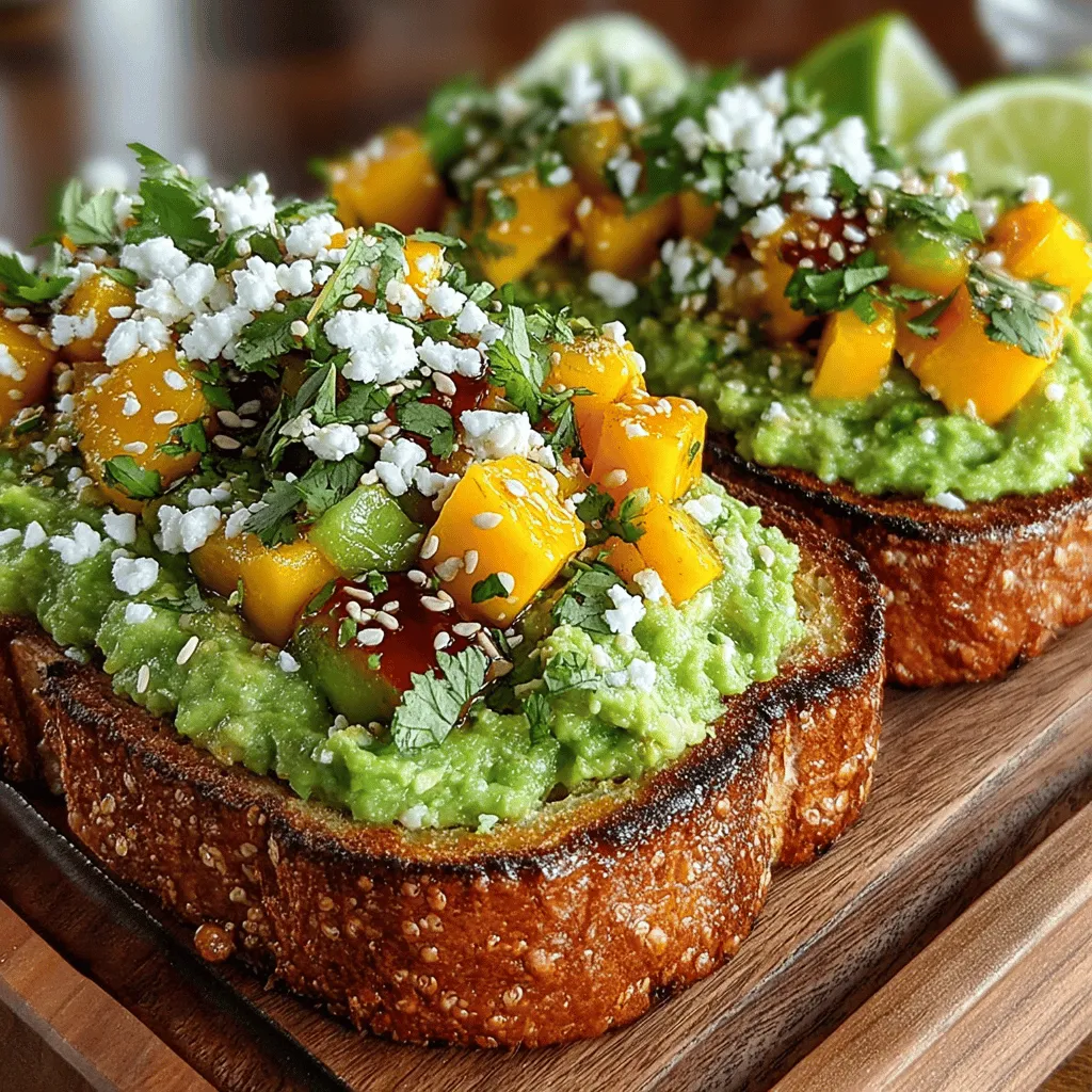If you're looking to brighten up your breakfast or brunch routine, look no further than the Tropical Bliss Mango Avocado Toast recipe. This enticing dish harmoniously blends the creamy texture of ripe avocados with the sweet, juicy burst of fresh mangoes, creating a delightful taste experience that can transport you straight to a sun-kissed tropical paradise. Perfect for a quick breakfast, a refreshing brunch, or a light snack, this recipe is not only a feast for the senses but also a powerhouse of nutrition.