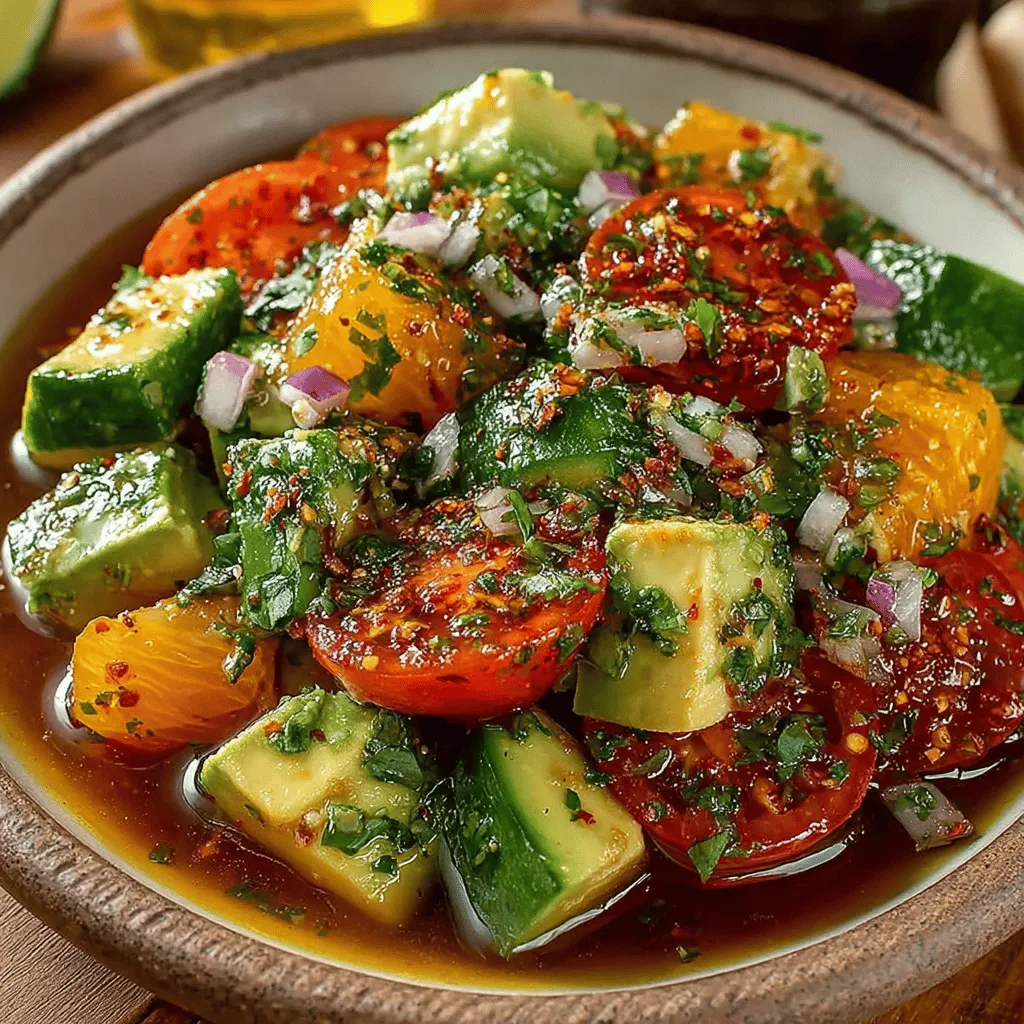 As the temperatures rise and the days grow longer, there's nothing quite like a refreshing salad to brighten your meals. Enter the Crisp & Zesty Cucumber Tomato Avocado Salad—a vibrant medley of fresh ingredients that's not only visually appealing but also packed with nutrients. This delightful dish is perfect for warm weather and versatile enough to serve at a variety of gatherings, from casual picnics and backyard barbecues to elegant dinner parties. Its bright colors and crisp textures make it a crowd-pleaser, appealing to both health-conscious eaters and those simply looking for a tasty addition to their meal.