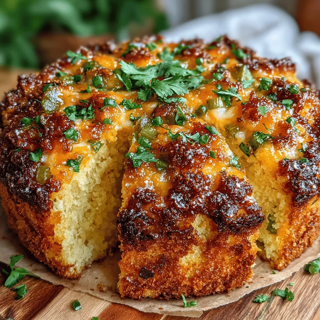 The Cheddar Jalapeño Cornbread Crumble Bake is a unique and delicious dish that beautifully melds the comforting aroma of freshly baked cornbread with a spicy kick from jalapeños and the rich, creamy texture of sharp cheddar cheese. This mouthwatering creation stands out for its versatility, serving as both a hearty side dish and a satisfying main course. Whether you're hosting a festive gathering, enjoying a family dinner, or seeking comfort on a cozy night in, this recipe is sure to impress.