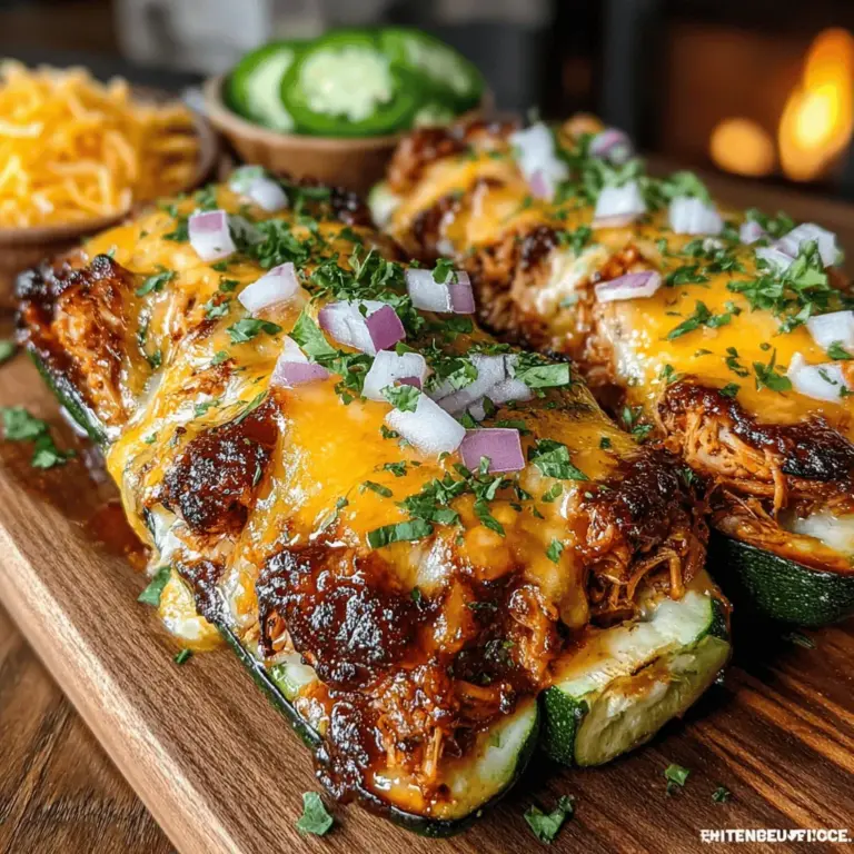 If you’re on the lookout for a delicious, healthy, and satisfying meal, Sticky BBQ Chicken Zucchini Boats might just be the perfect recipe for you. This innovative dish combines tender, juicy shredded chicken, zesty barbecue sauce, and fresh vegetables, all nestled inside perfectly roasted zucchini. It’s a fantastic way to enjoy a classic BBQ flavor while keeping your meal light and nutritious.