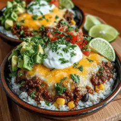 In today's fast-paced world, creating delicious and hearty meals at home is a joy that many cherish. The satisfaction of preparing a meal that not only appeals to the taste buds but also brings people together is unmatched. Enter Taco Fiesta Rice Bowls—a vibrant and satisfying dish that is perfect for family dinners, meal prep, or casual gatherings with friends. This recipe captures a harmonious balance of flavors and textures, making it a true crowd-pleaser. Whether you’re hosting a taco night or simply looking for a wholesome meal to enjoy, Taco Fiesta Rice Bowls offer a delightful culinary experience that is both easy to prepare and generously filling.
