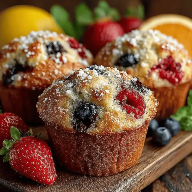 If you're looking for a delightful way to brighten up your breakfast or brunch table, the Sunny Citrus Berry Bliss Muffins are the perfect choice. Bursting with vibrant flavors and a tender crumb, these muffins combine the refreshing zest of citrus with the sweetness of fresh berries. They're not just a treat for your taste buds; they also embody the joy of seasonal ingredients, making every bite a celebration of nature's bounty. The combination of tangy citrus and juicy fruit creates a harmonious balance that will have you reaching for seconds—if not thirds.
