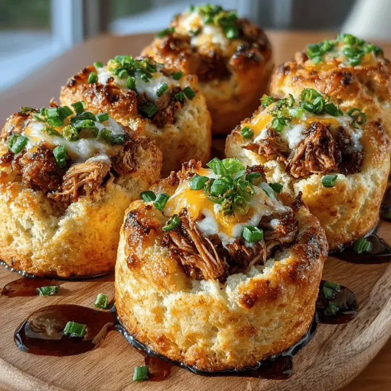 Spicy Green Chili Chicken Biscuit Bites are a delightful fusion of flavors and textures that make for an irresistible appetizer or snack. Perfect for gatherings, parties, or even a cozy family meal, these bite-sized treats deliver a satisfying combination of creamy filling, a spicy kick, and a flaky biscuit exterior. With their vibrant flavors and appealing presentation, they are sure to be a hit among guests and family alike.