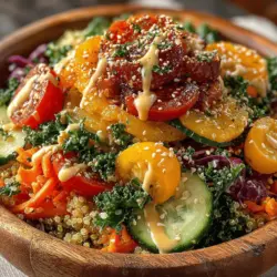 Quinoa has emerged as one of the most celebrated superfoods in recent years, capturing the attention of health enthusiasts and culinary experts alike. Originating from the Andean region of South America, this ancient grain is not only gluten-free but also boasts a myriad of health benefits, making it a versatile addition to any diet. Quinoa is rich in essential nutrients, and its nutty flavor and fluffy texture make it an excellent base for a variety of dishes. Among these, the Rainbow Quinoa Salad with Tahini Drizzle stands out as a vibrant and wholesome option that delivers both aesthetic appeal and nutritional value.