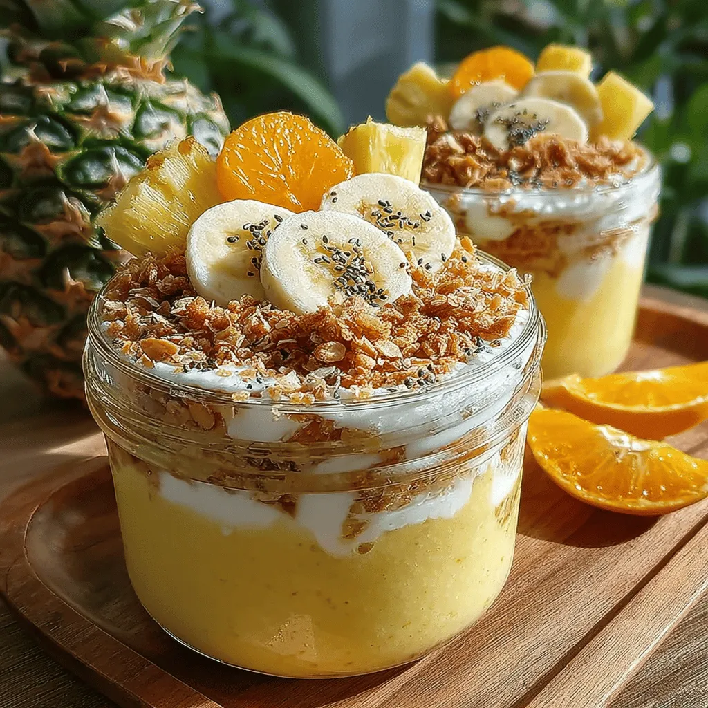 When creating your Tropical Paradise Pineapple Smoothie Jars, it's essential to taste your blend before finalizing it. Sweetness can vary widely based on the ripeness of the pineapple and the specific yogurt or milk you choose. After blending, take a small sip and decide if it meets your taste preferences. If you find it too tart, you can enhance the sweetness naturally by adding a drizzle of honey, agave syrup, or a few pitted dates. Conversely, if it’s too sweet, a splash of lime juice can help balance the flavors. This simple step ensures that you tailor the smoothie to your liking, making each jar a personal delight.