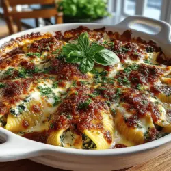 Looking for a comforting and satisfying dish that combines the best of creamy textures and vibrant flavors? Cheesy Spinach-Stuffed Jumbo Pasta Shells are your answer. This delightful meal is not only a feast for the eyes but also a celebration of flavors, featuring smooth ricotta, melty mozzarella, and the freshness of spinach, all enveloped in a warm blanket of zesty marinara sauce. Whether you're cooking for a family dinner, preparing for a gathering, or simply want to indulge in a wholesome meal, this dish is sure to impress.