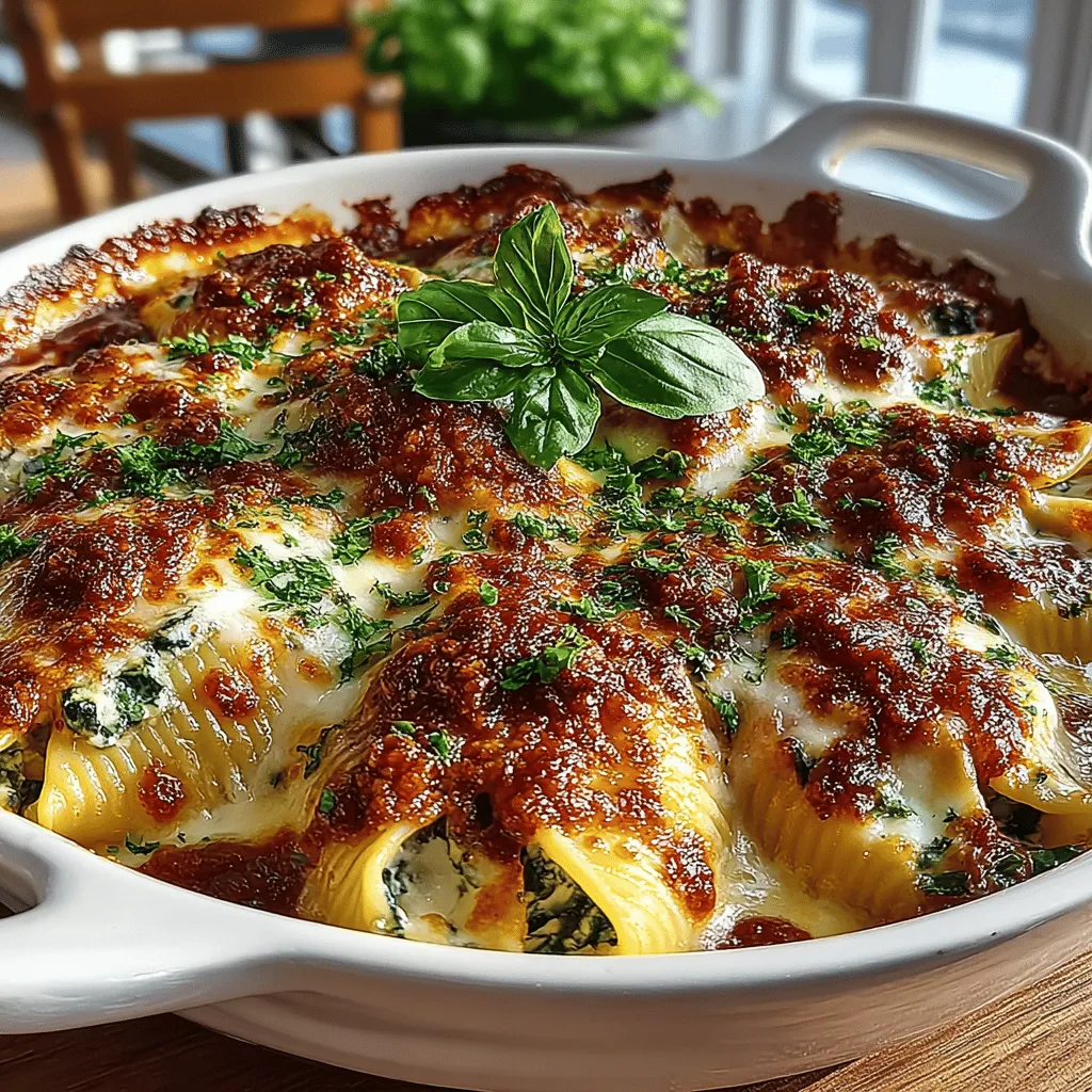 Looking for a comforting and satisfying dish that combines the best of creamy textures and vibrant flavors? Cheesy Spinach-Stuffed Jumbo Pasta Shells are your answer. This delightful meal is not only a feast for the eyes but also a celebration of flavors, featuring smooth ricotta, melty mozzarella, and the freshness of spinach, all enveloped in a warm blanket of zesty marinara sauce. Whether you're cooking for a family dinner, preparing for a gathering, or simply want to indulge in a wholesome meal, this dish is sure to impress.