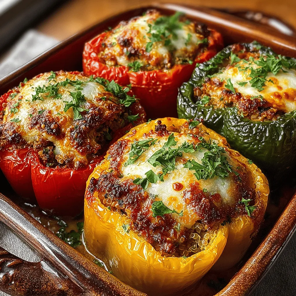 To start your Colorful Turkey-Quinoa Stuffed Bell Peppers, proper preparation of the bell peppers is key. First, select firm, vibrant bell peppers of your choice—red, yellow, green, or orange—as they not only contribute a pop of color but also varying flavors.