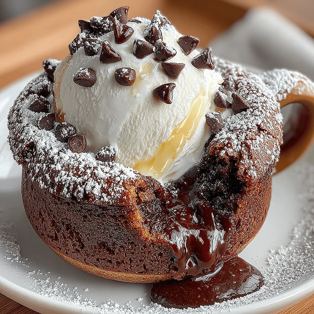 To begin the preparation of your Decadent Molten Lava Chocolate Mug Cake, start by gathering your dry ingredients: all-purpose flour, unsweetened cocoa powder, granulated sugar, baking powder, and a pinch of salt. It’s essential to mix these dry components thoroughly to ensure an even distribution of flavors and leavening agents. Clumps can form if the dry ingredients aren’t aerated and combined well, leading to uneven baking and texture in your final product.