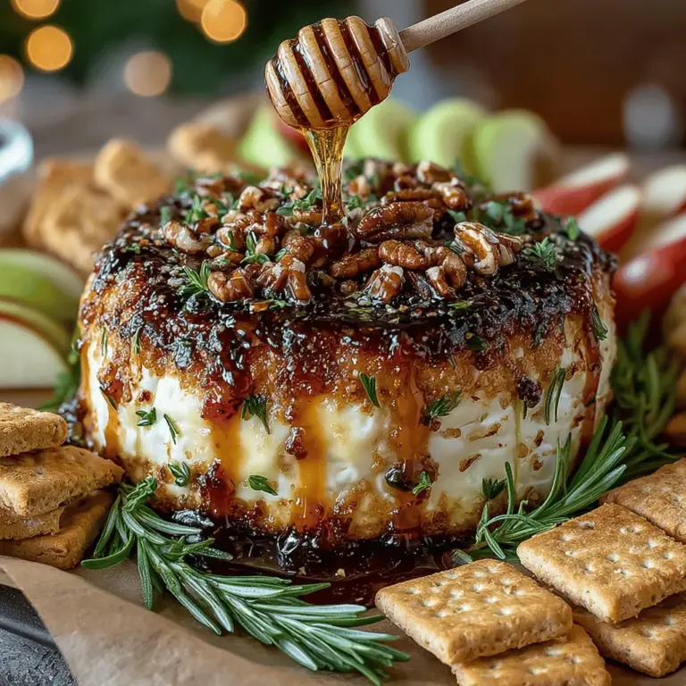 Discover the perfect blend of savory and sweet with this Baked Brie with Maple Rosemary Delight. This impressive yet simple dish is ideal for gatherings, making it a favorite among cheese lovers. The creamy texture of the Brie paired with the rich maple rosemary glaze creates a sophisticated flavor profile that delights the palate. Whether you're hosting a dinner party or looking for a cozy night-in treat, this recipe is sure to enchant your guests.