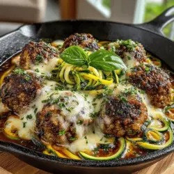 Cheesy Turkey Meatball Skillet with Zoodles