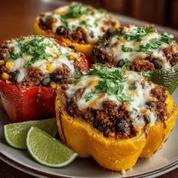 Cheesy Turkey and Quinoa Stuffed Peppers: Baking, Serving, and Nutritional Benefits