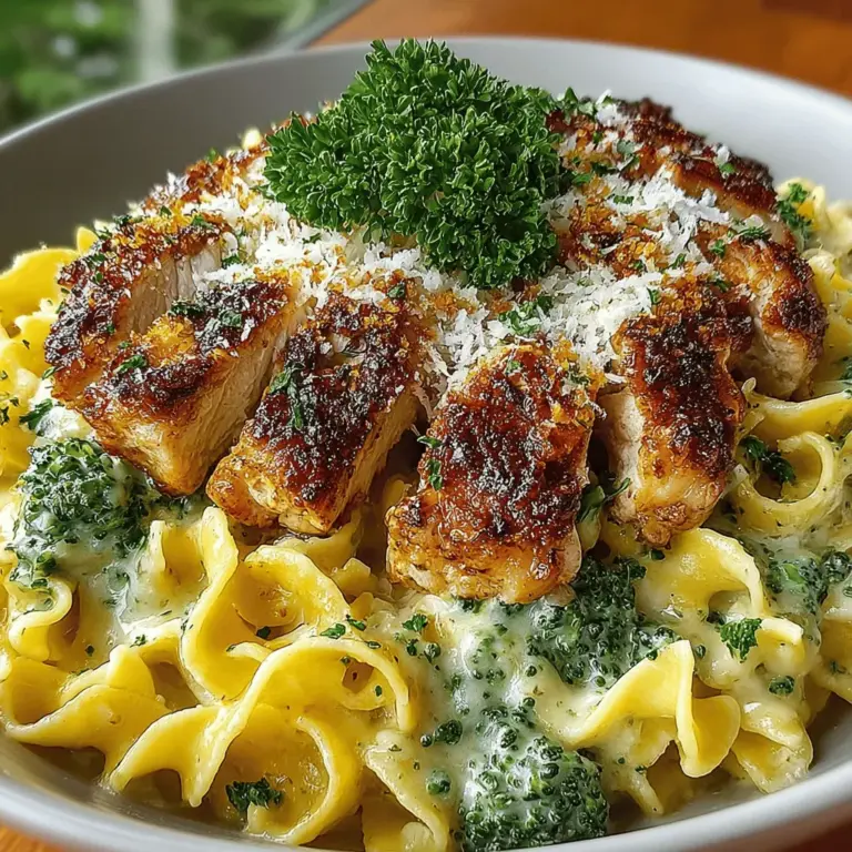 Creamy Chicken Alfredo is a beloved classic that beautifully blends Italian-American cuisine with comforting flavors. This dish showcases a rich, velvety Alfredo sauce enveloping tender pieces of chicken and crisp broccoli, offering a delightful balance of creaminess and freshness. The combination of these ingredients not only creates a satisfying meal but also makes it a perennial family favorite, cherished for its simplicity and mouthwatering taste.