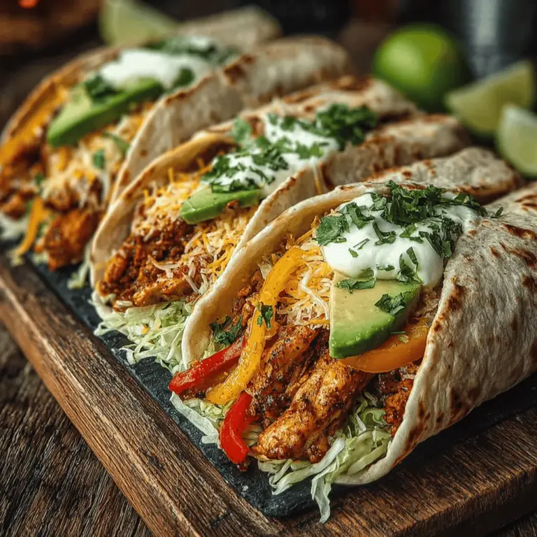 When it comes to quick and satisfying meals, few dishes can beat the appeal of Savory Chicken Fajita Wraps. This delightful recipe combines tender chicken, vibrant vegetables, and a creamy avocado spread, all wrapped in a soft tortilla. It’s not just a meal; it’s a celebration of flavors and textures that can bring families together and impress guests at gatherings. Whether you're looking for a weeknight dinner solution or a dish to serve at a party, these wraps are sure to please.